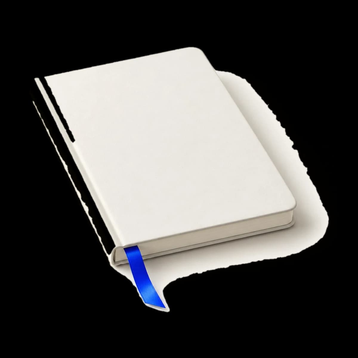 White clay notebook with a cobalt ribbon bookmark