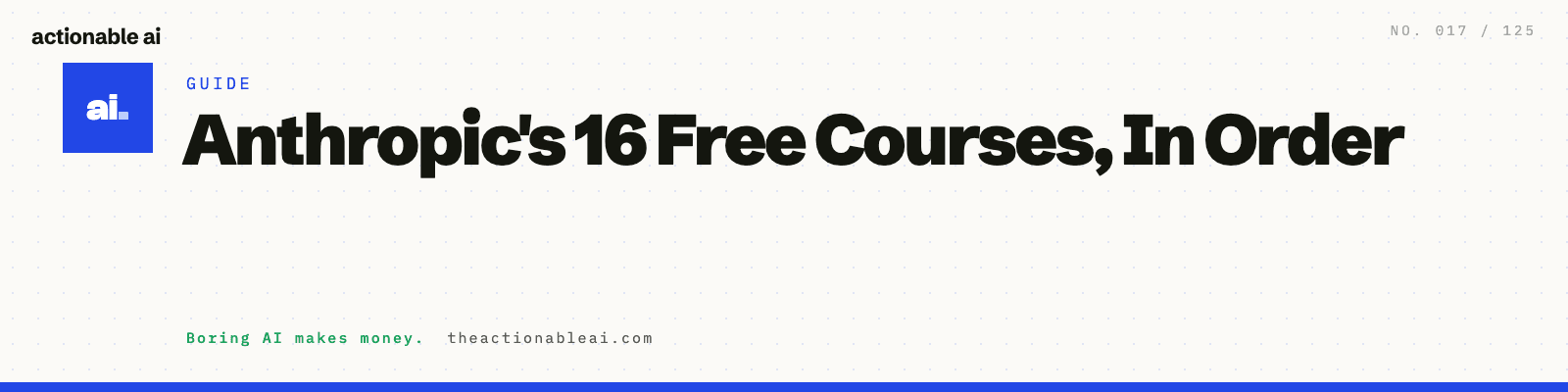 Anthropic's 16 Free Courses, In Order