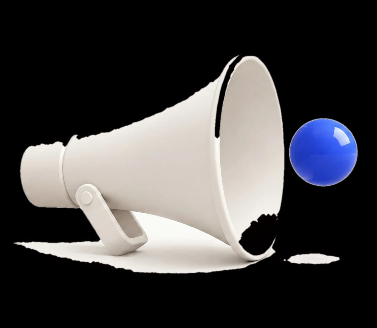 White clay megaphone with one cobalt ball
